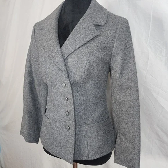 West Germany Vintage HERBERT MEYER Size Small Gray Felted Wool Blend Short‎ Coat